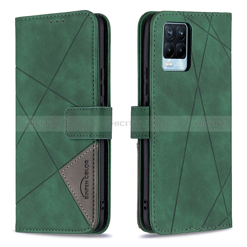 Custodia Portafoglio In Pelle Cover con Supporto B08F per Realme 8 4G Verde