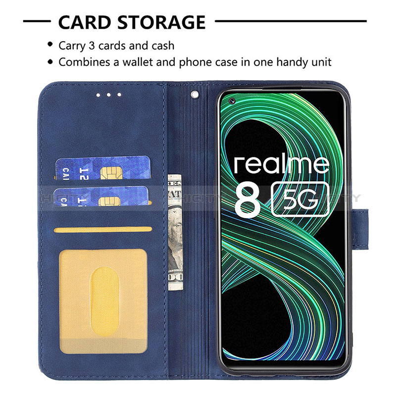 Custodia Portafoglio In Pelle Cover con Supporto B08F per Realme 8 5G