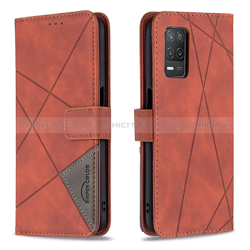 Custodia Portafoglio In Pelle Cover con Supporto B08F per Realme 8 5G Arancione