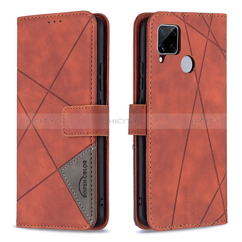 Custodia Portafoglio In Pelle Cover con Supporto B08F per Realme C12 Arancione