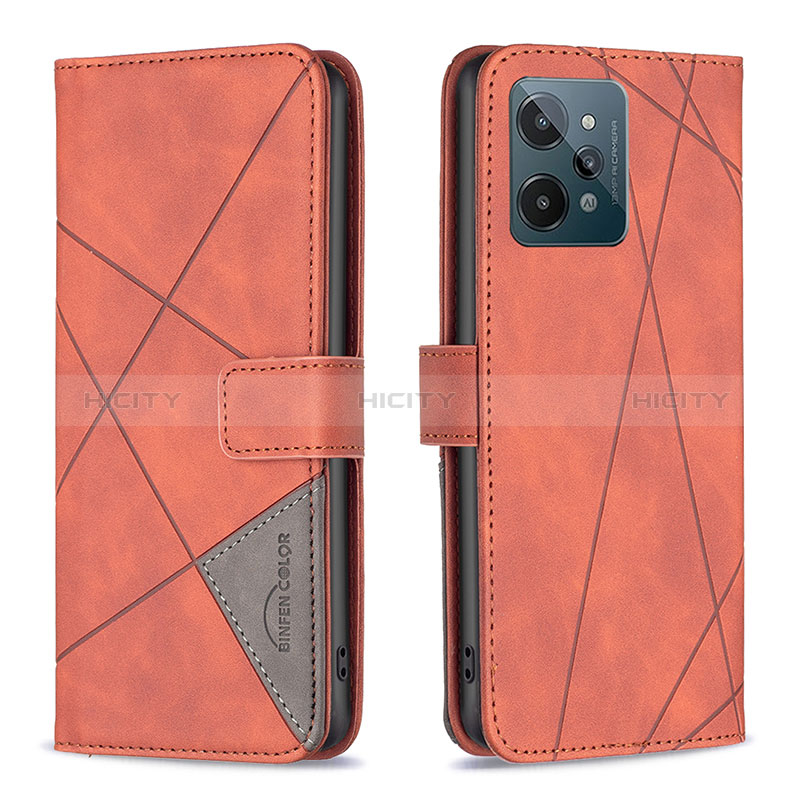 Custodia Portafoglio In Pelle Cover con Supporto B08F per Realme C31 Arancione