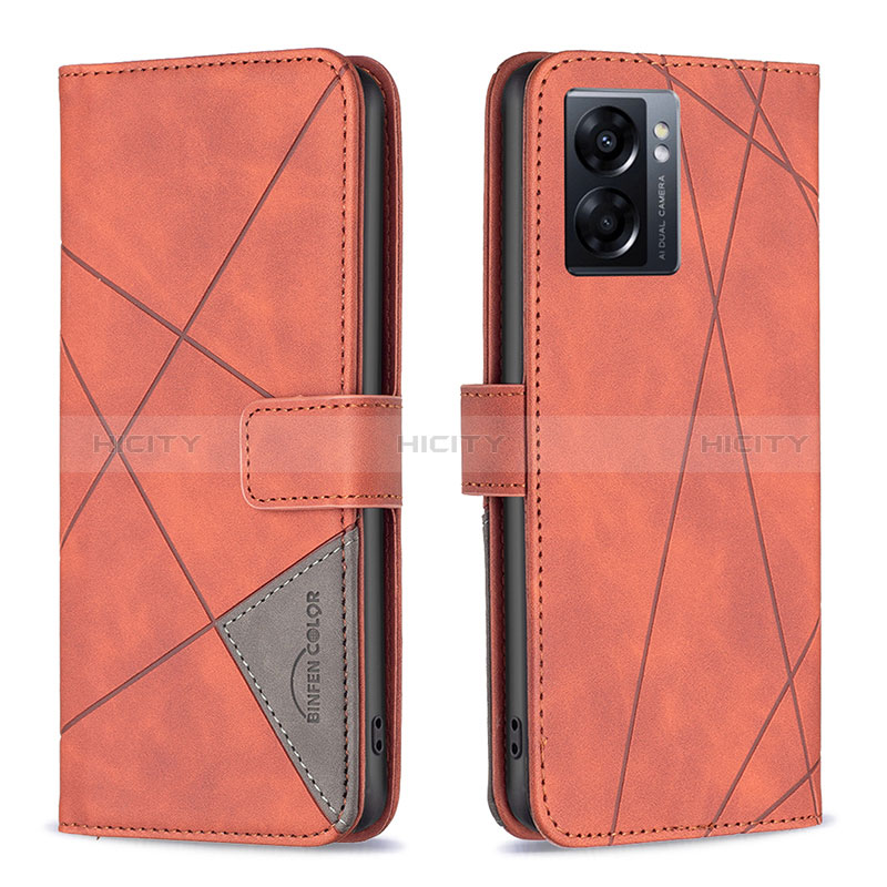 Custodia Portafoglio In Pelle Cover con Supporto B08F per Realme Q5i 5G Arancione