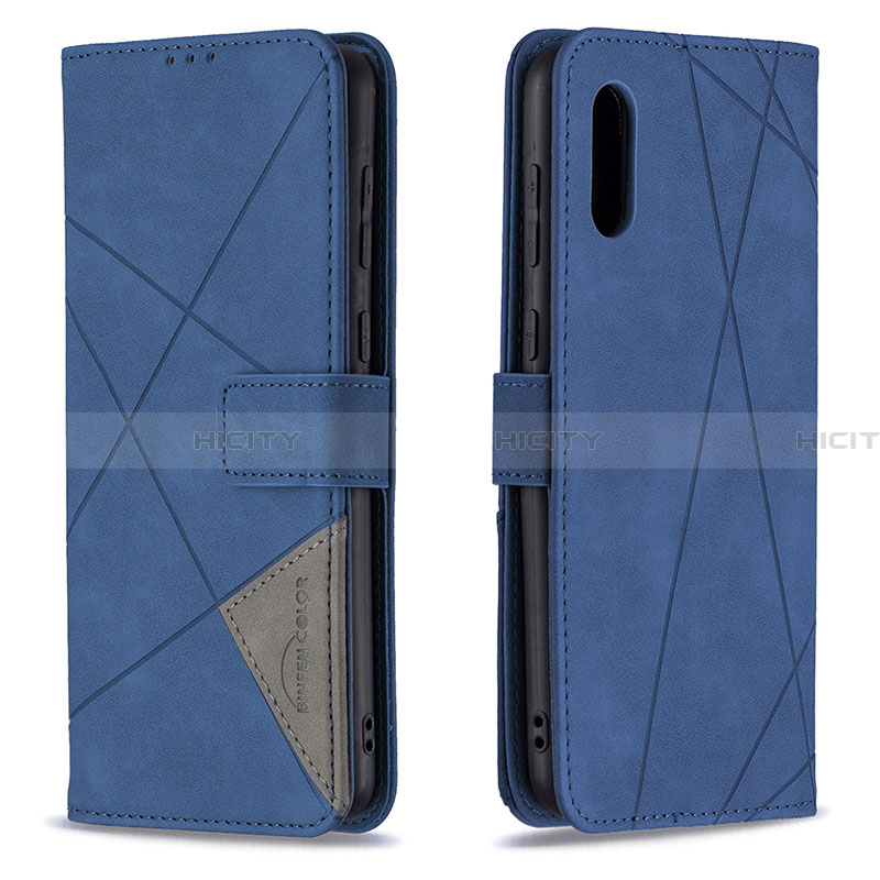 Custodia Portafoglio In Pelle Cover con Supporto B08F per Samsung Galaxy A02 Blu