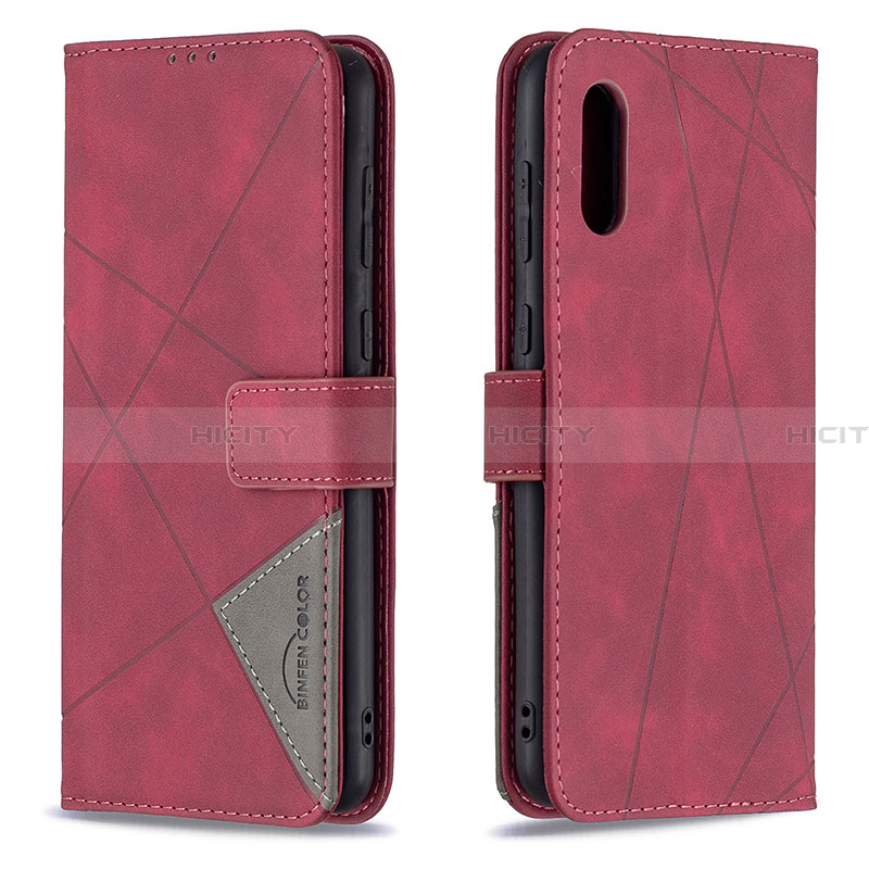 Custodia Portafoglio In Pelle Cover con Supporto B08F per Samsung Galaxy A02 Rosso