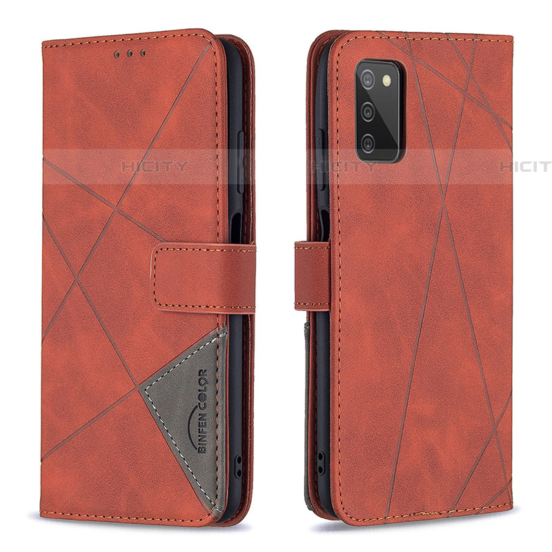 Custodia Portafoglio In Pelle Cover con Supporto B08F per Samsung Galaxy A03s Arancione