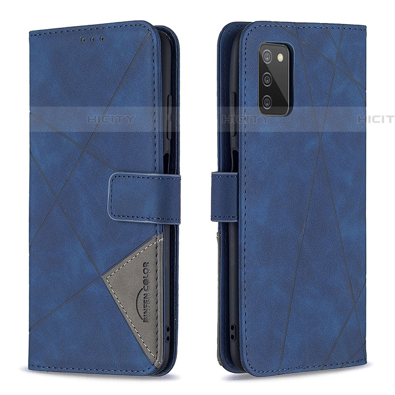 Custodia Portafoglio In Pelle Cover con Supporto B08F per Samsung Galaxy A03s Blu