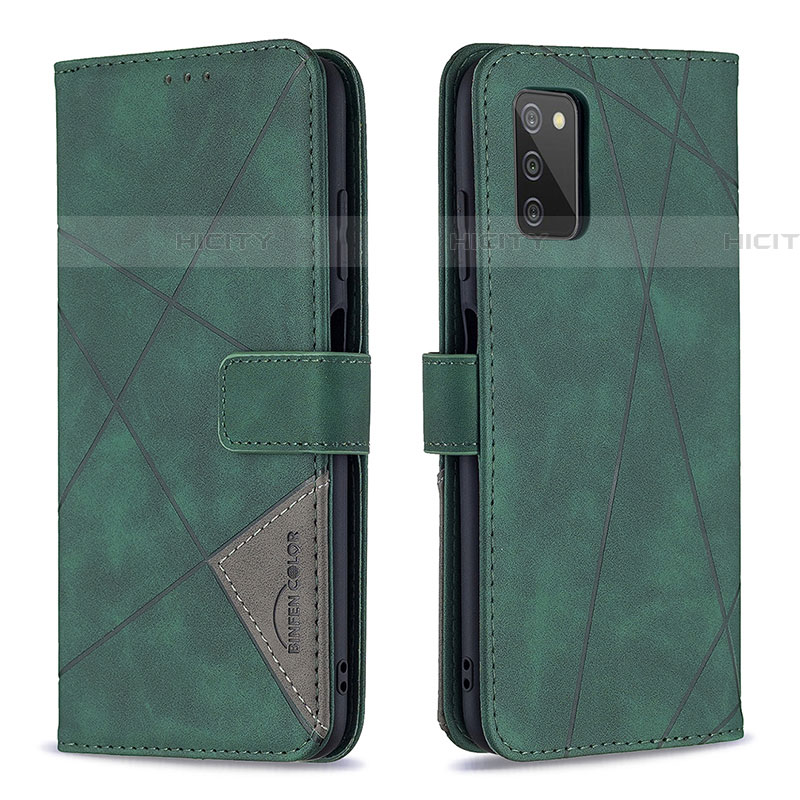 Custodia Portafoglio In Pelle Cover con Supporto B08F per Samsung Galaxy A03s Verde