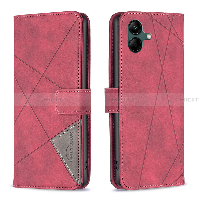 Custodia Portafoglio In Pelle Cover con Supporto B08F per Samsung Galaxy A04 4G Rosso