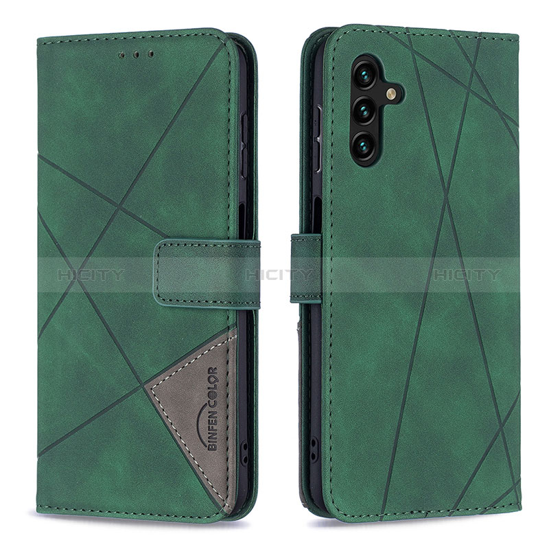 Custodia Portafoglio In Pelle Cover con Supporto B08F per Samsung Galaxy A04s Verde