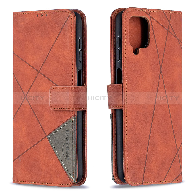 Custodia Portafoglio In Pelle Cover con Supporto B08F per Samsung Galaxy A12 5G Arancione