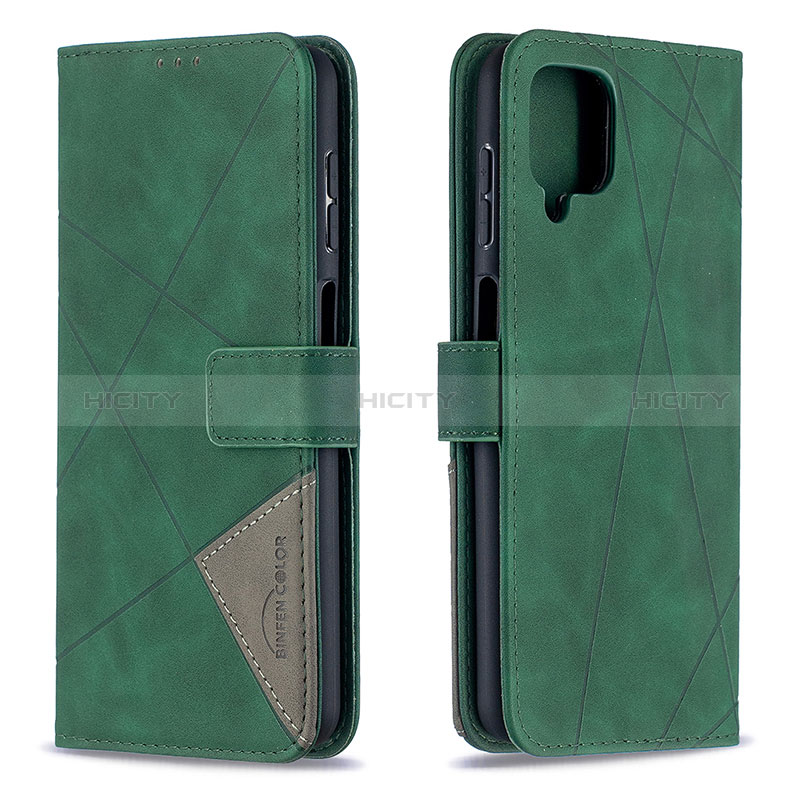 Custodia Portafoglio In Pelle Cover con Supporto B08F per Samsung Galaxy A12 Nacho Verde