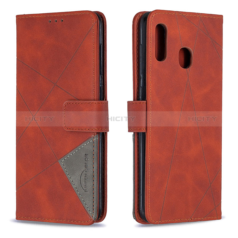 Custodia Portafoglio In Pelle Cover con Supporto B08F per Samsung Galaxy A20 Arancione