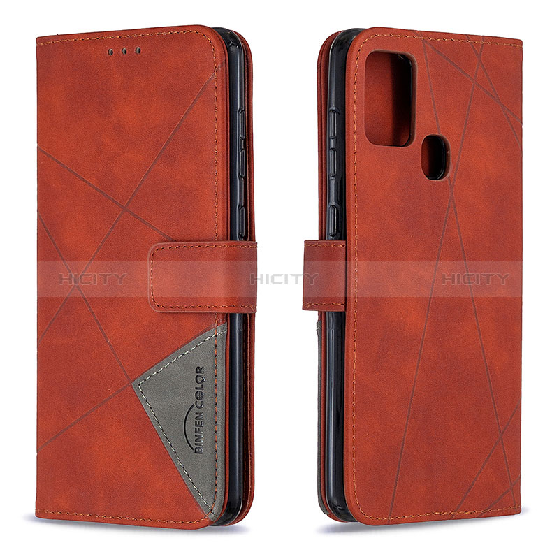 Custodia Portafoglio In Pelle Cover con Supporto B08F per Samsung Galaxy A21s Arancione