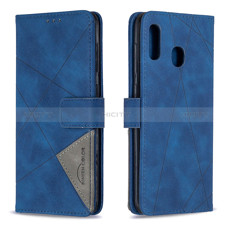 Custodia Portafoglio In Pelle Cover con Supporto B08F per Samsung Galaxy A30 Blu