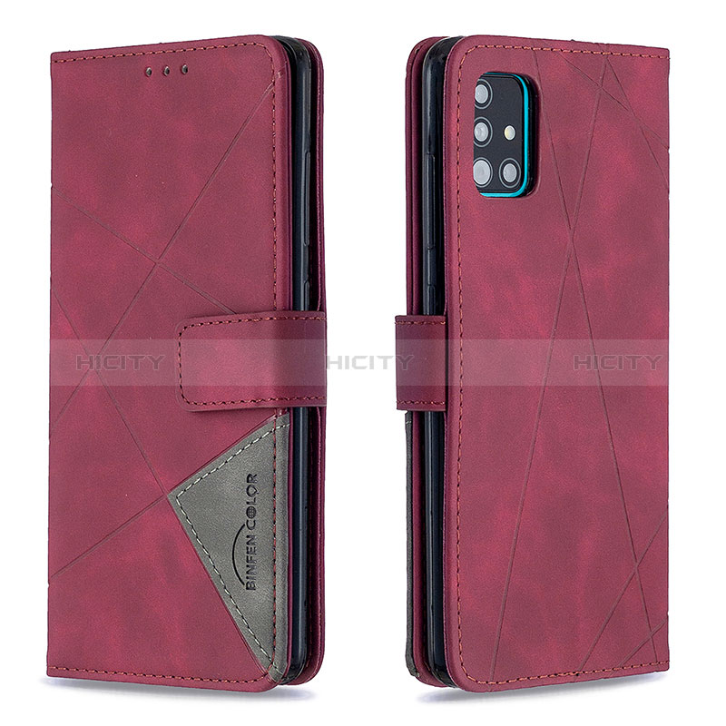 Custodia Portafoglio In Pelle Cover con Supporto B08F per Samsung Galaxy A51 4G Rosso