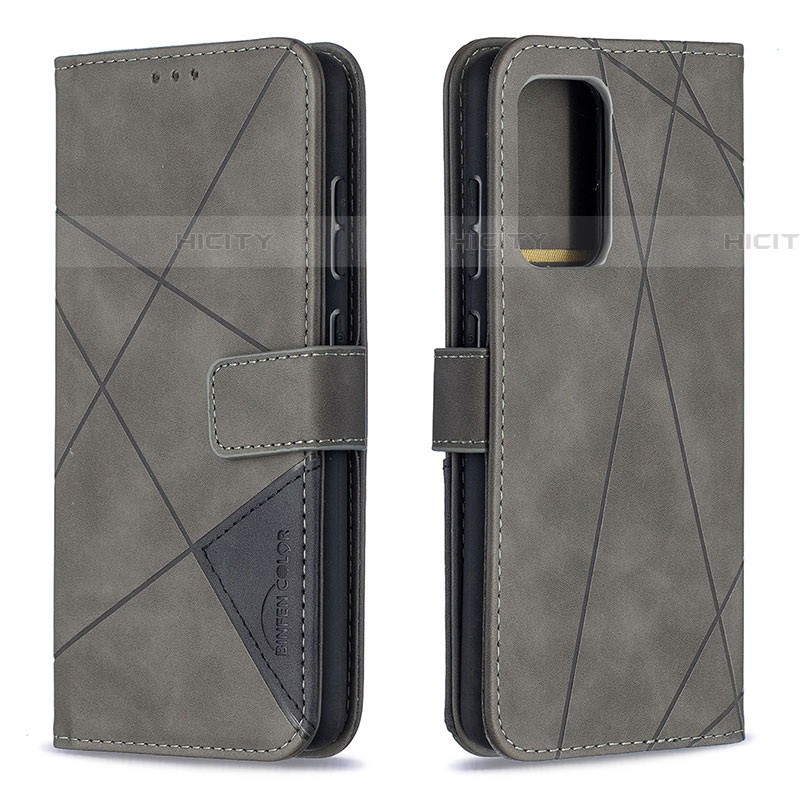 Custodia Portafoglio In Pelle Cover con Supporto B08F per Samsung Galaxy A52 4G Grigio