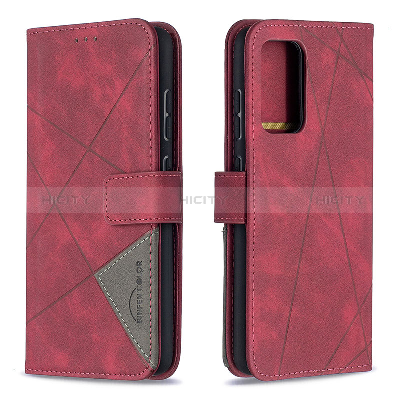 Custodia Portafoglio In Pelle Cover con Supporto B08F per Samsung Galaxy A52s 5G Rosso