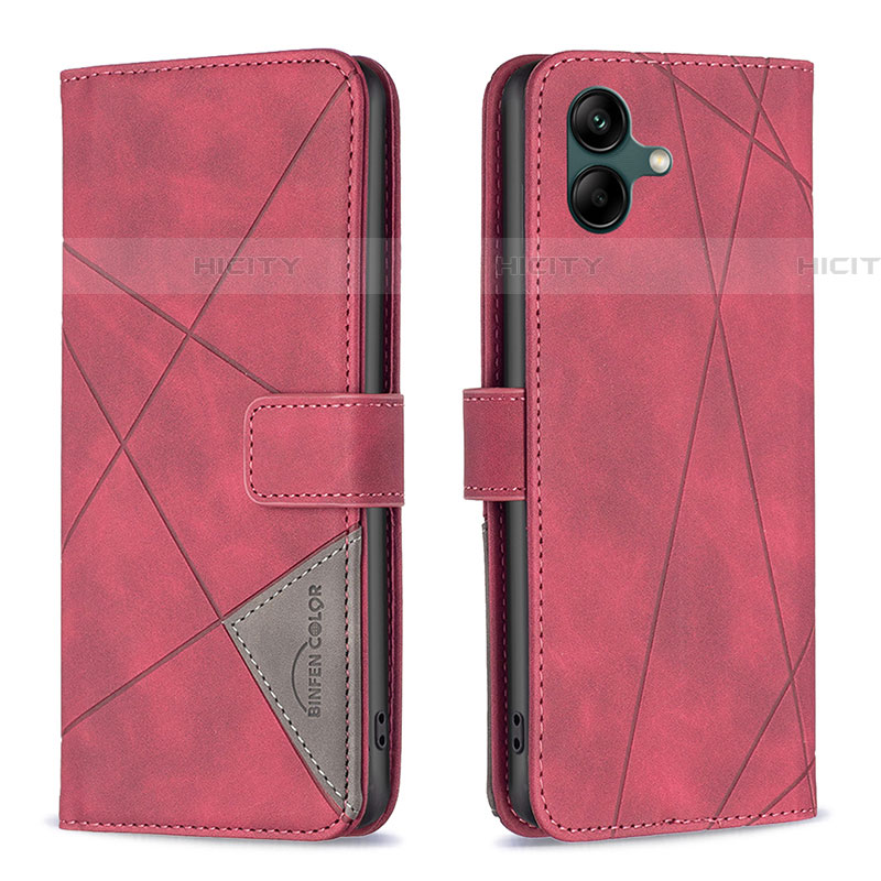 Custodia Portafoglio In Pelle Cover con Supporto B08F per Samsung Galaxy F04 Rosso