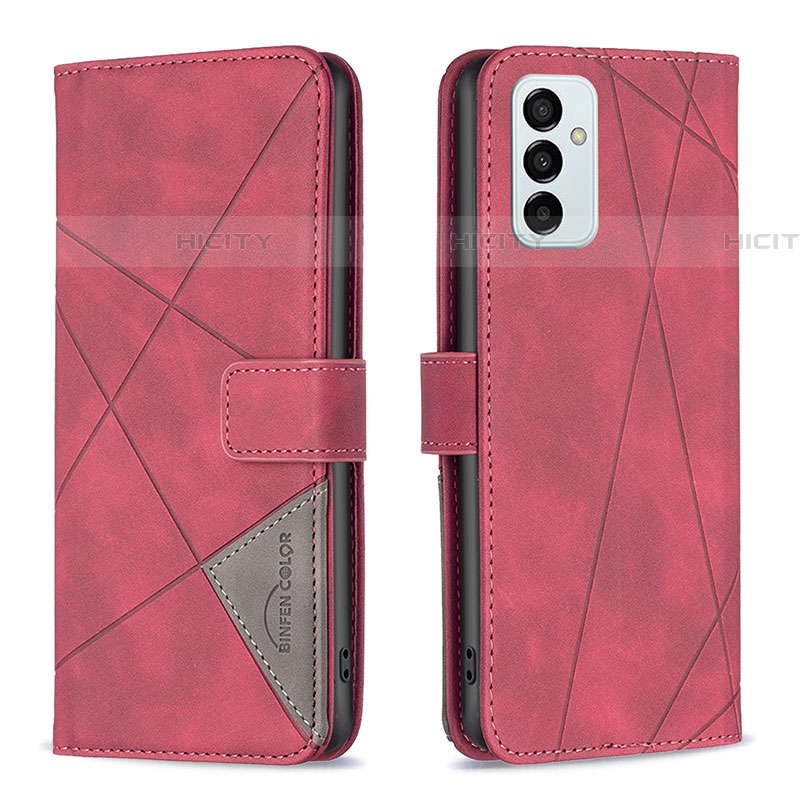 Custodia Portafoglio In Pelle Cover con Supporto B08F per Samsung Galaxy F23 5G Rosso