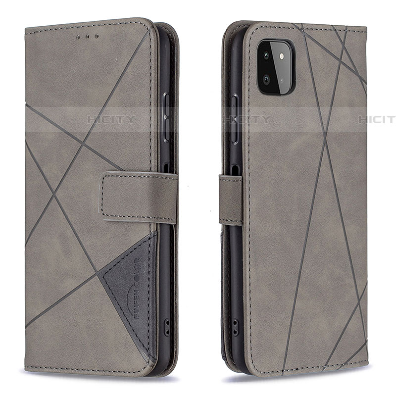 Custodia Portafoglio In Pelle Cover con Supporto B08F per Samsung Galaxy F42 5G Grigio