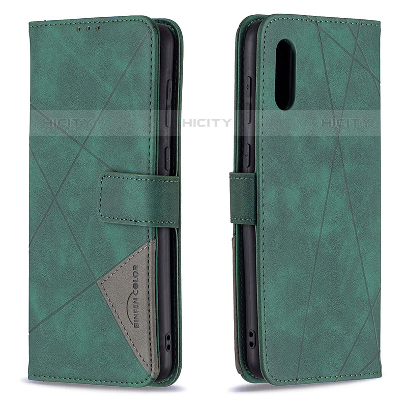 Custodia Portafoglio In Pelle Cover con Supporto B08F per Samsung Galaxy M02 Verde