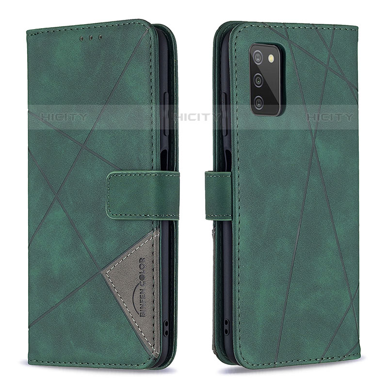 Custodia Portafoglio In Pelle Cover con Supporto B08F per Samsung Galaxy M02s Verde