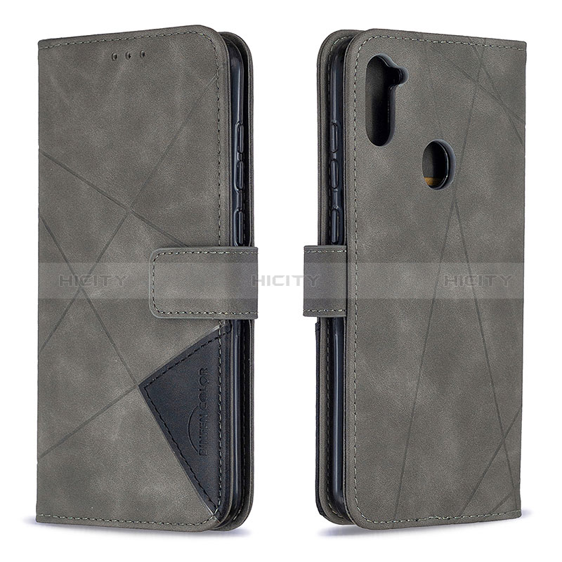 Custodia Portafoglio In Pelle Cover con Supporto B08F per Samsung Galaxy M11 Grigio