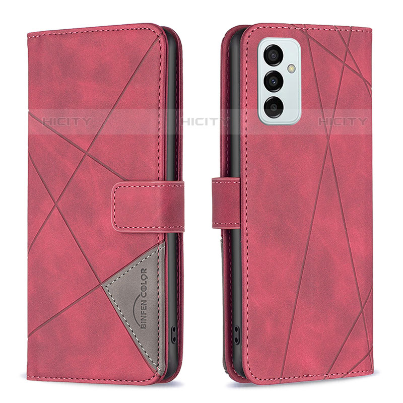 Custodia Portafoglio In Pelle Cover con Supporto B08F per Samsung Galaxy M23 5G Rosso