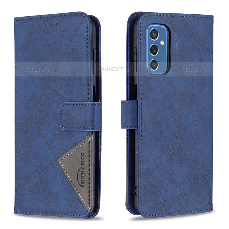 Custodia Portafoglio In Pelle Cover con Supporto B08F per Samsung Galaxy M52 5G Blu