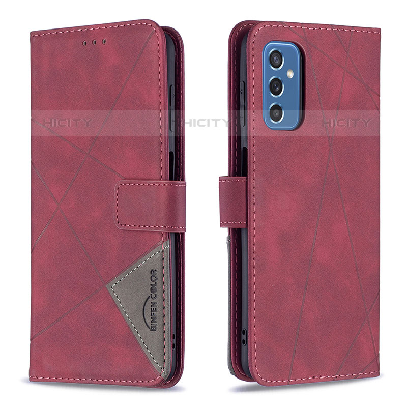 Custodia Portafoglio In Pelle Cover con Supporto B08F per Samsung Galaxy M52 5G Rosso