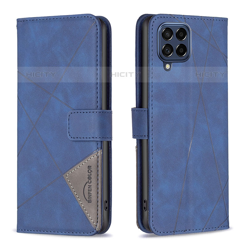 Custodia Portafoglio In Pelle Cover con Supporto B08F per Samsung Galaxy M53 5G Blu