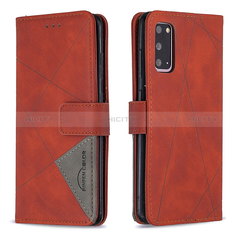 Custodia Portafoglio In Pelle Cover con Supporto B08F per Samsung Galaxy S20 5G Arancione