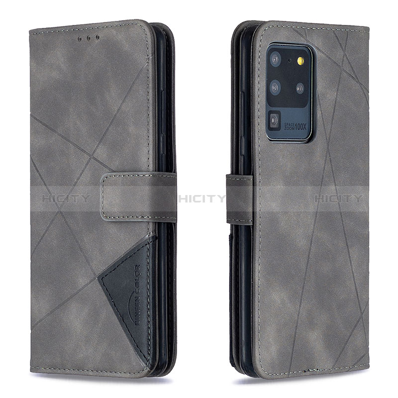 Custodia Portafoglio In Pelle Cover con Supporto B08F per Samsung Galaxy S20 Ultra 5G Grigio