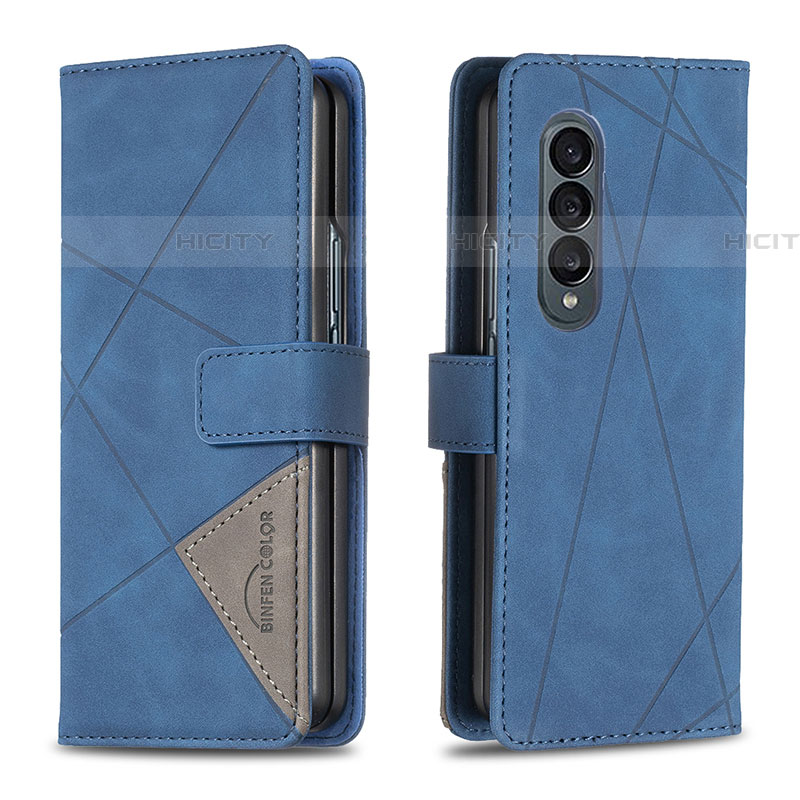 Custodia Portafoglio In Pelle Cover con Supporto B08F per Samsung Galaxy Z Fold4 5G Blu