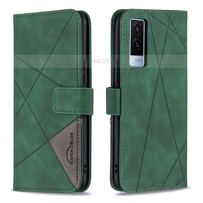 Custodia Portafoglio In Pelle Cover con Supporto B08F per Vivo V21e 5G Verde