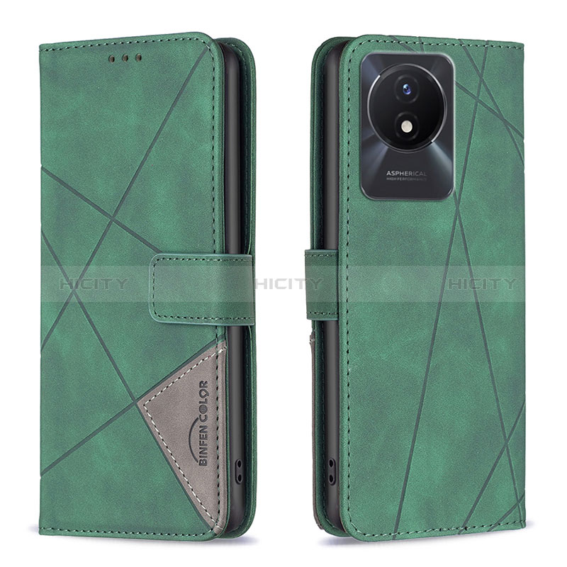 Custodia Portafoglio In Pelle Cover con Supporto B08F per Vivo Y02A Verde