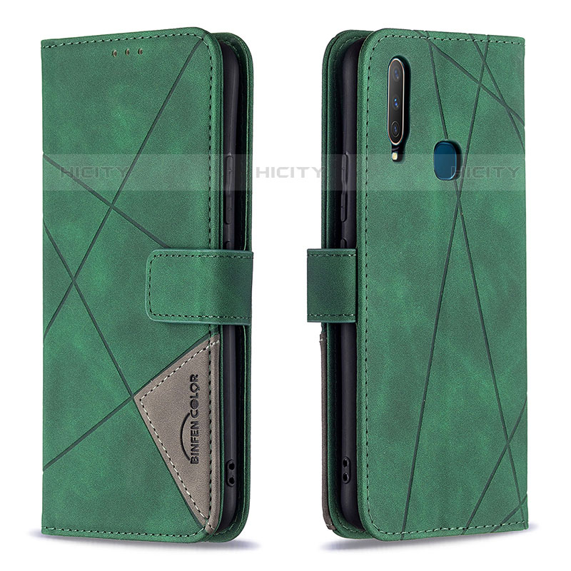 Custodia Portafoglio In Pelle Cover con Supporto B08F per Vivo Y11 Verde