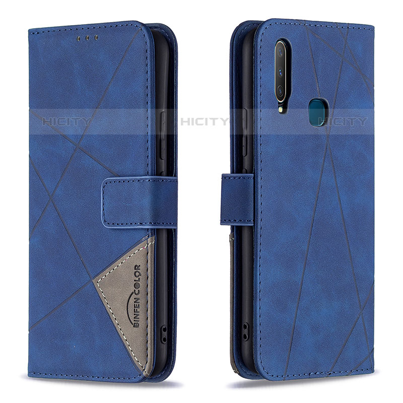 Custodia Portafoglio In Pelle Cover con Supporto B08F per Vivo Y12 Blu