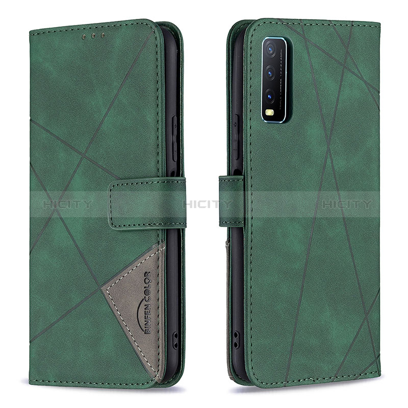 Custodia Portafoglio In Pelle Cover con Supporto B08F per Vivo Y20s Verde