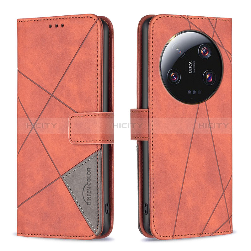 Custodia Portafoglio In Pelle Cover con Supporto B08F per Xiaomi Mi 13 Ultra 5G Arancione