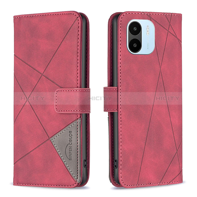 Custodia Portafoglio In Pelle Cover con Supporto B08F per Xiaomi Poco C50 Rosso