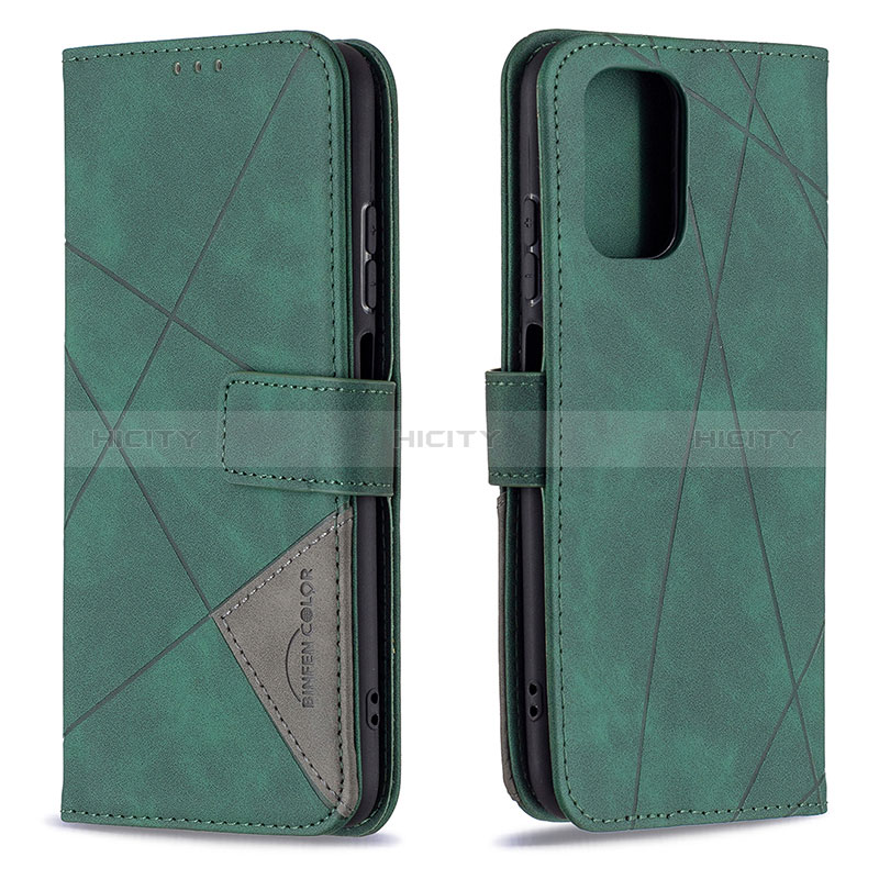 Custodia Portafoglio In Pelle Cover con Supporto B08F per Xiaomi Poco M5S Verde