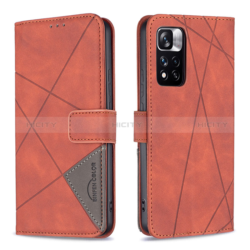 Custodia Portafoglio In Pelle Cover con Supporto B08F per Xiaomi Poco X4 NFC Arancione