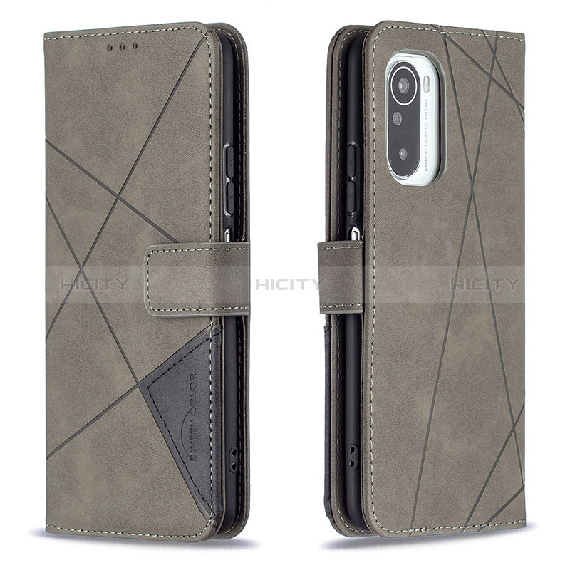 Custodia Portafoglio In Pelle Cover con Supporto B08F per Xiaomi Redmi K40 Pro 5G Grigio