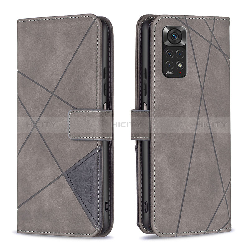 Custodia Portafoglio In Pelle Cover con Supporto B08F per Xiaomi Redmi Note 11 4G (2022) Grigio