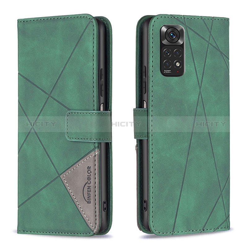 Custodia Portafoglio In Pelle Cover con Supporto B08F per Xiaomi Redmi Note 11 4G (2022) Verde