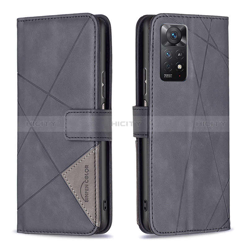 Custodia Portafoglio In Pelle Cover con Supporto B08F per Xiaomi Redmi Note 11 Pro 4G Nero