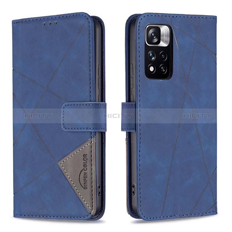 Custodia Portafoglio In Pelle Cover con Supporto B08F per Xiaomi Redmi Note 11 Pro+ Plus 5G Blu