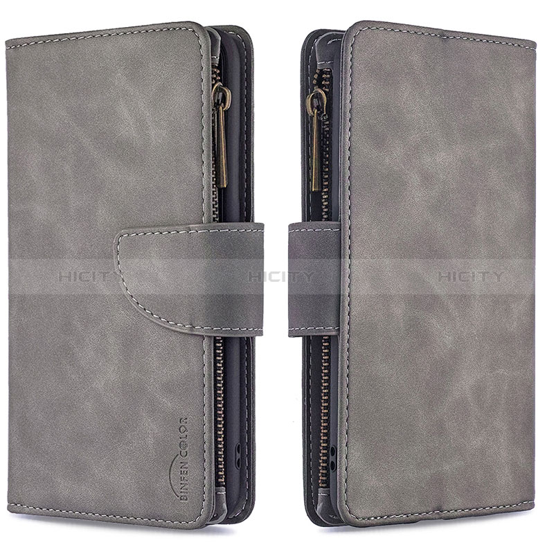 Custodia Portafoglio In Pelle Cover con Supporto B09F per Samsung Galaxy M10 Grigio