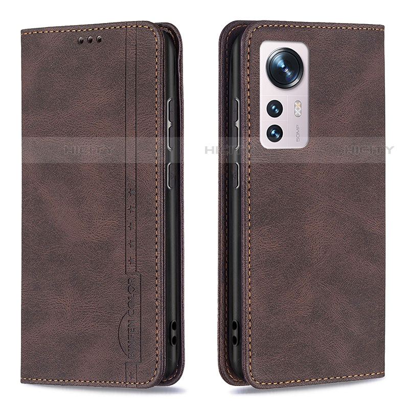 Custodia Portafoglio In Pelle Cover con Supporto B09F per Xiaomi Mi 12X 5G Marrone